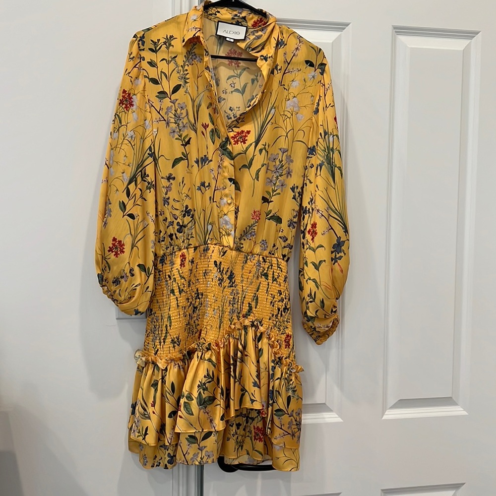 Alexis Yellow Botanical Mini Dress